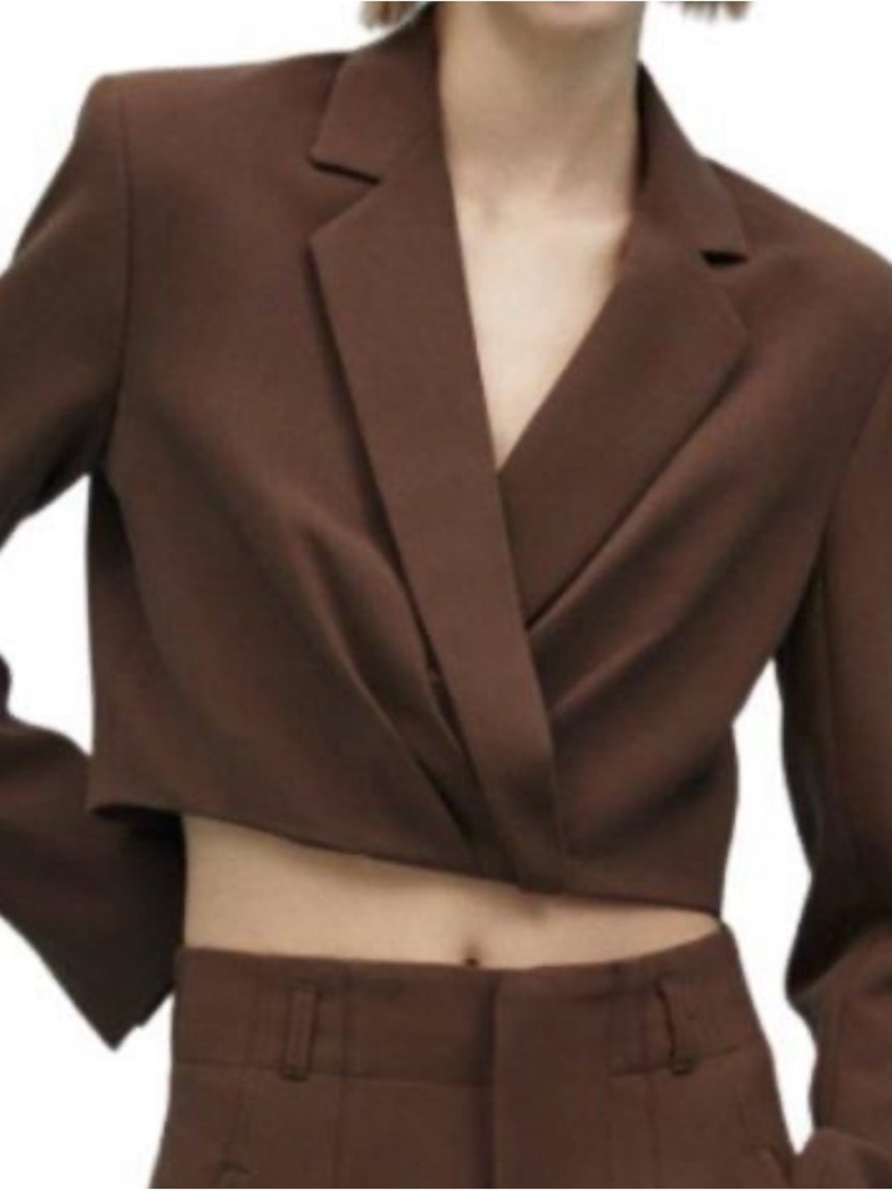 Zara Cropped Brown Women's Blazer Top